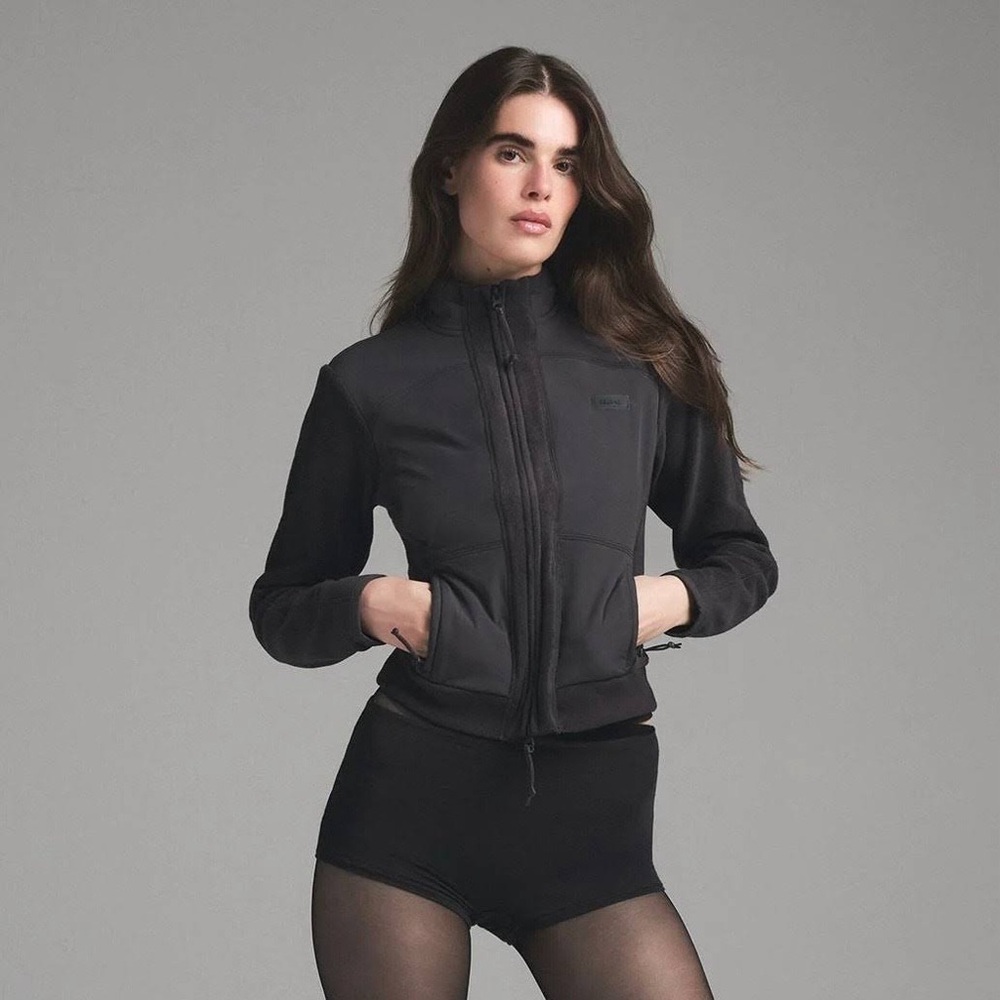 SKIMS Black Fitted Zip-Up Ski Jacket